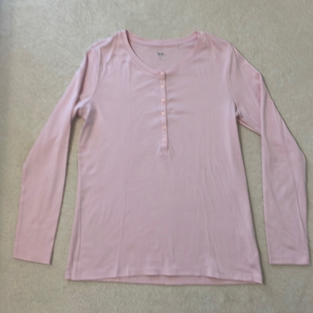 Women’s Uniqlo Long Sleeve Henley Knit Shirt, Size XL